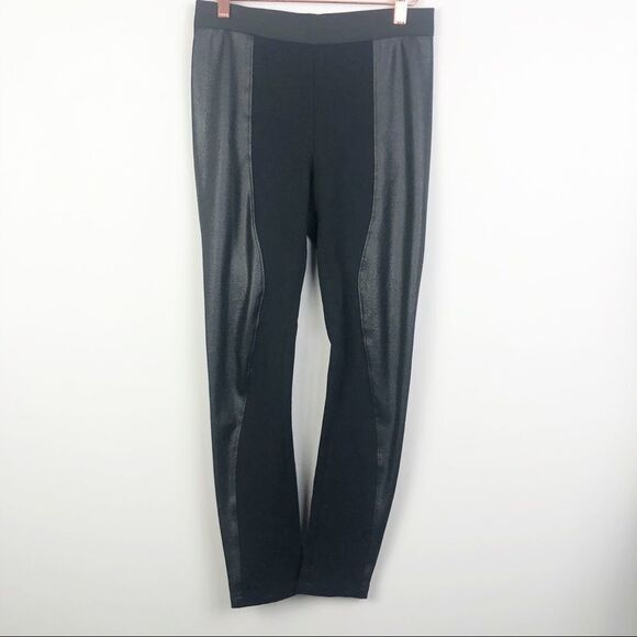 BCBGMAXAZRIA | Faux Leather Panel Leggings Small - Picture 4 of 9